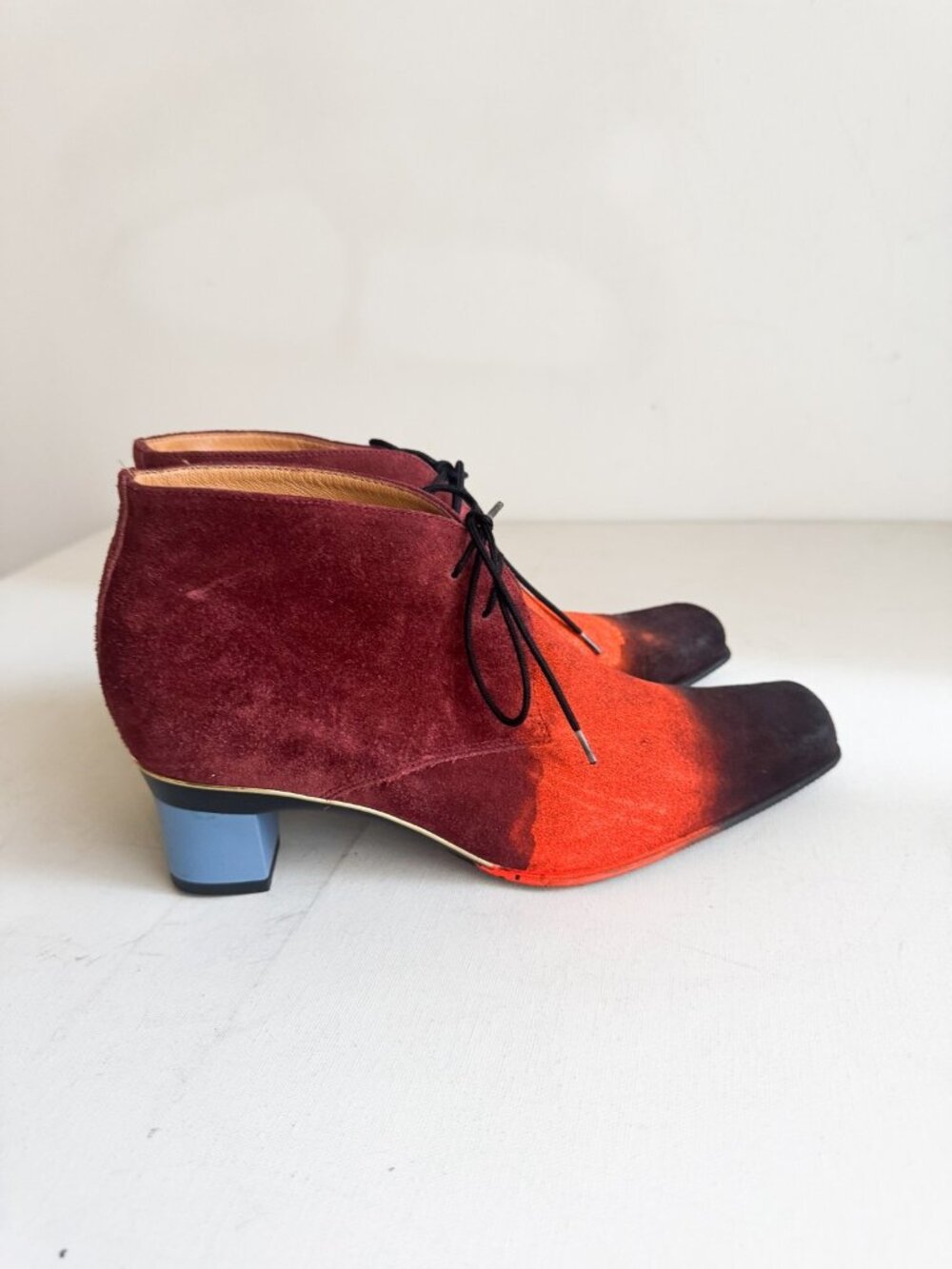 Tanya Heath Hand Painted Leather Lace up Low Heel Loafers 38.5